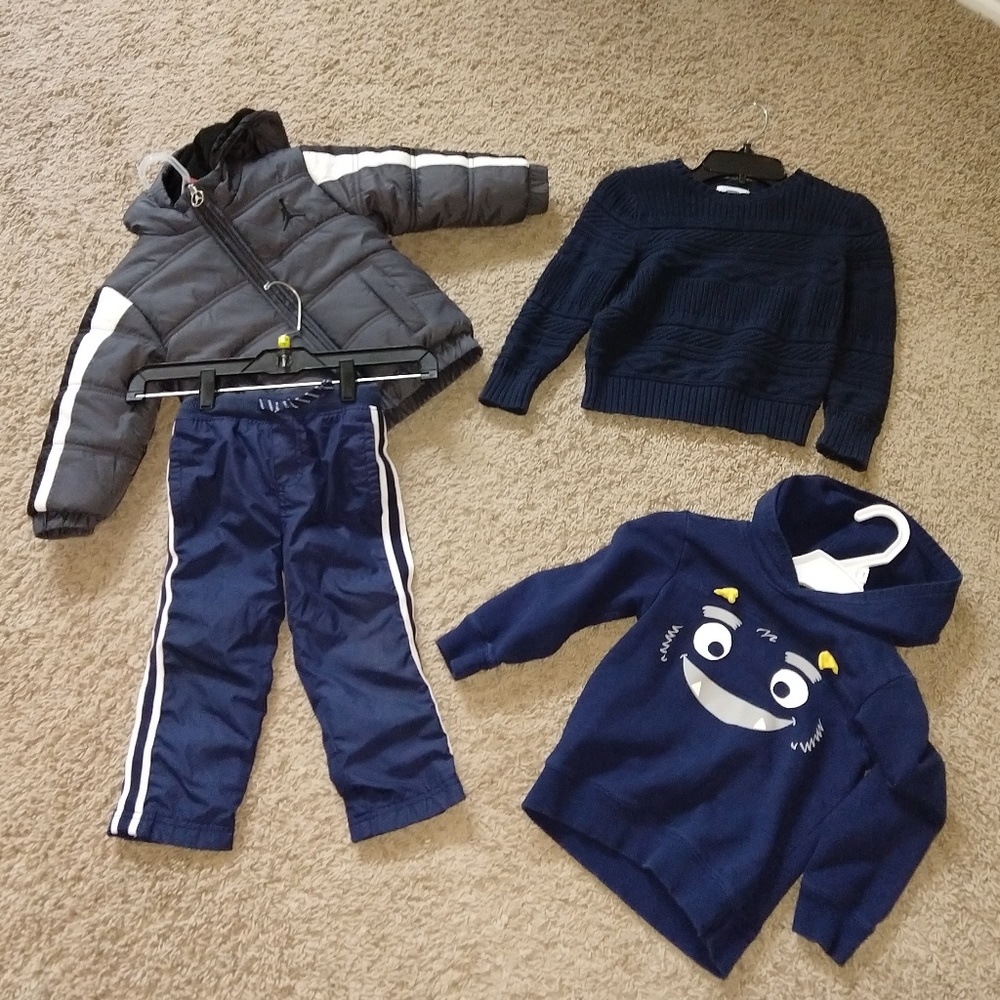 Bundle Set: 2T Coat & Pants 3T Sweater & Hoodie